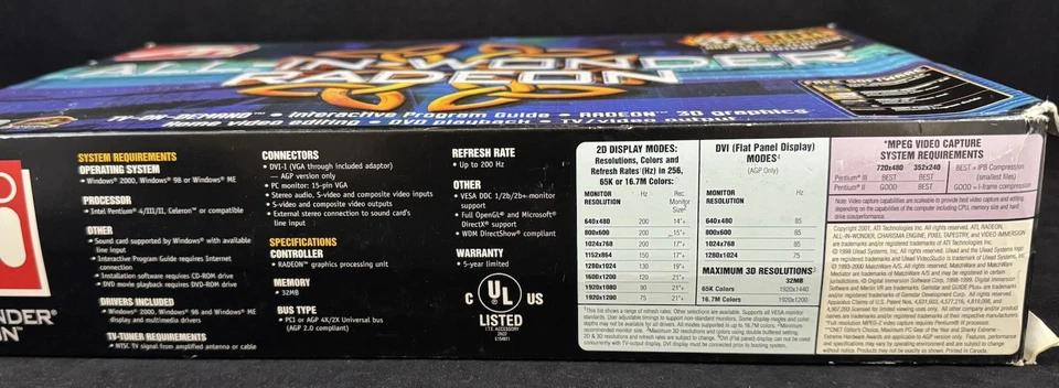 ATI All-in-Wonder Radeon AGP 4x/2x DVI Output 32MB DDR Memory Video Card - Image 2 of 3