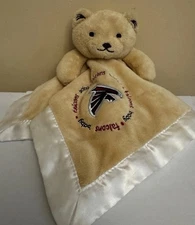 Atlanta Falcons Plush Baby Lovey Tan Bear Security Blanket Satin Edge And Back