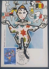 CARTE 1ER JOUR TIMBRE MONACO FESTIVAL CIRQUE MONTE-CARLO N° 1078 OBL 1976