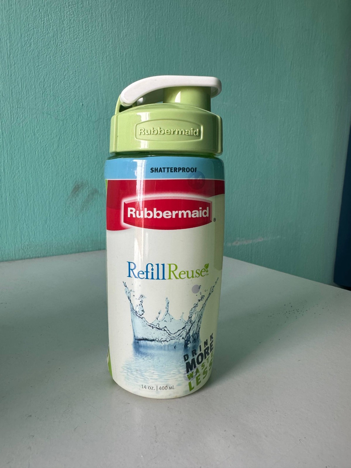 Rubbermaid 14 oz Shatterproof Chug Bottle, BPA-Free, Leakproof, Green