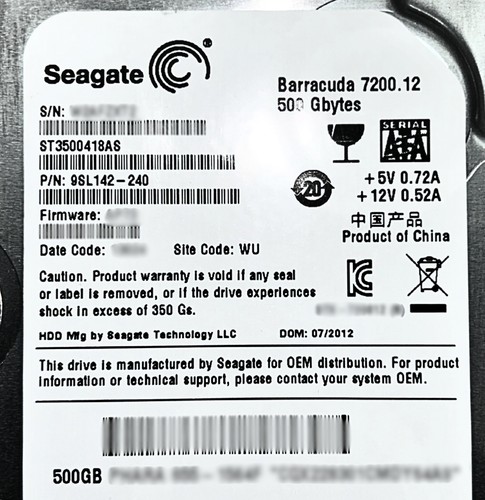 Dell ST3500418AS 500GB 7.2K SATA 3.5 3G 16M - Picture 2 of 7