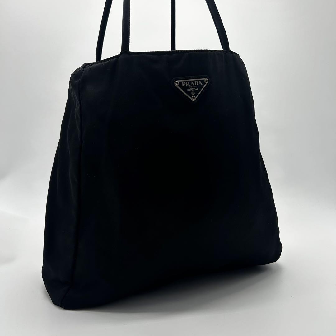 Prada Black Nylon Tote Bag with Leather Handles Pre-Owned
