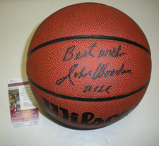 JOHN WOODEN UCLA BRUINS, HOF GREAT #2 LAST ONE JSA/COA SIGNED BASKETBALL 