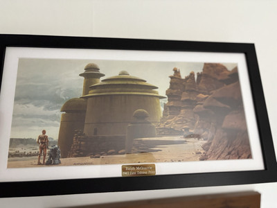 Star Wars Gerahmte Konzeptkunst Ralph McQuarrie Druck Jabba s Palace. C3PO R2D2