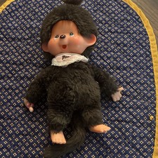 Monchhichi Vintage Black Monkey Plush Stuffed Animal Doll 1974