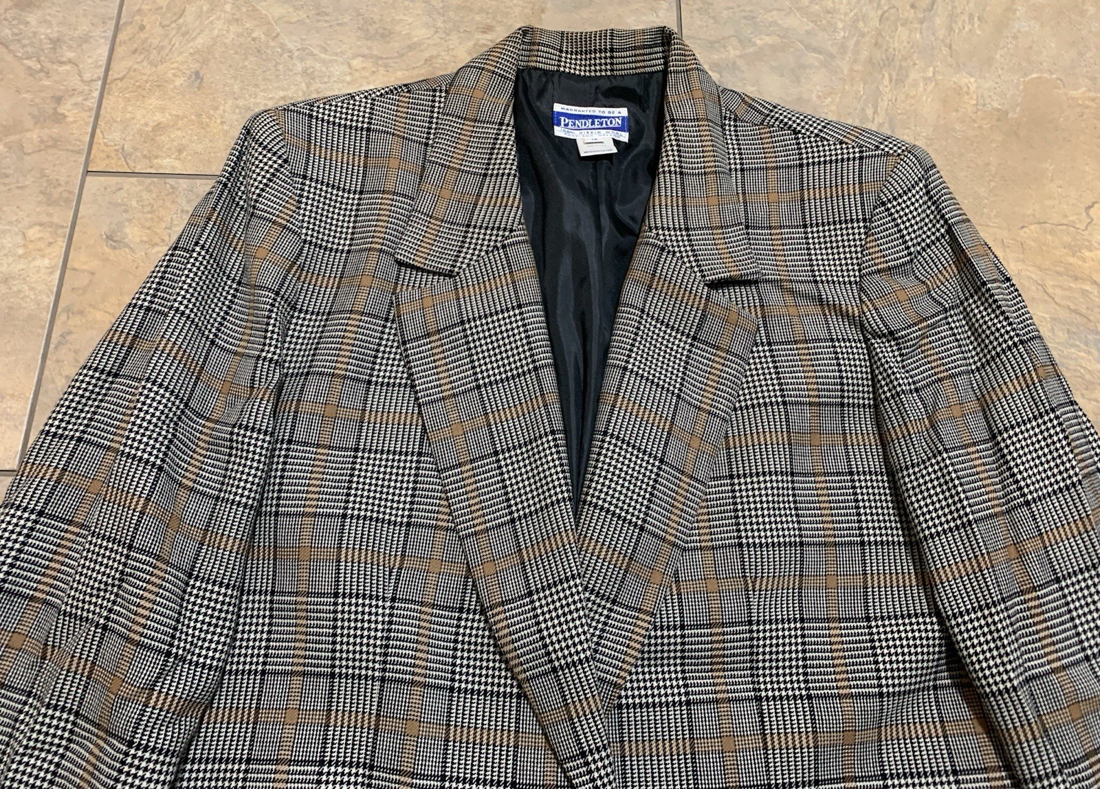 PENDLETON Blazer 100% Virgin Wool Houndstooth Pla… - image 4
