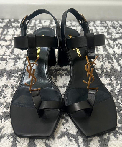 Saint Laurent Black Cassandra Paris YSL sandals