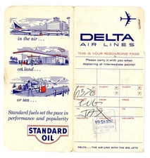 Delta Air Lines Passenger Envelope Baggage Claim Standard Oil 1964