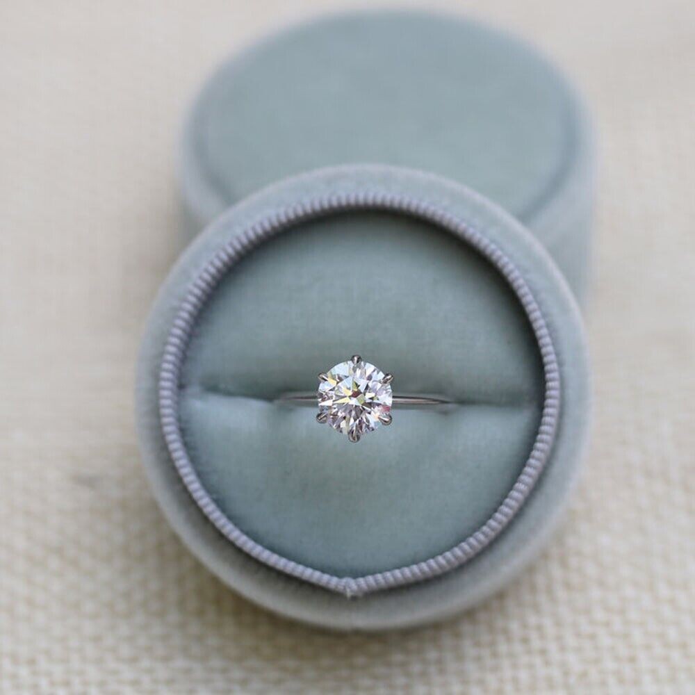 Wedding Ring Solid 950 Platinum Solitaire Natural… - image 3