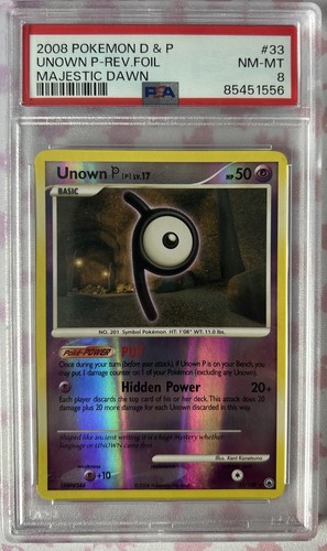 Unown P 33/100 Majestic Dawn Reverse Holo PSA 8 Pokemon Card Low Pop