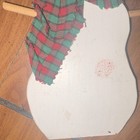 Wooden Snowman Figurine w/ Plaid Fabric Scarf, Hand Painted, Christmas Decor — photo 3