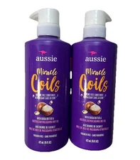 2 Pack Aussie Miracle Coils Silicone Free Conditioner Cocoa Butter & Macadamia