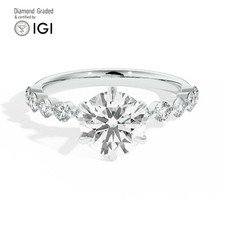 Round Diamond Engagement Ring 14k White Gold Labgrown 2.60 Ct Solitaire