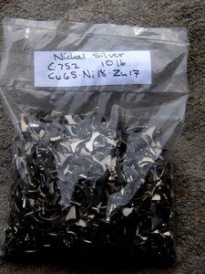 10 pounds of bright chopped Nickel-Silver scrap for casting, Alloy C-752
