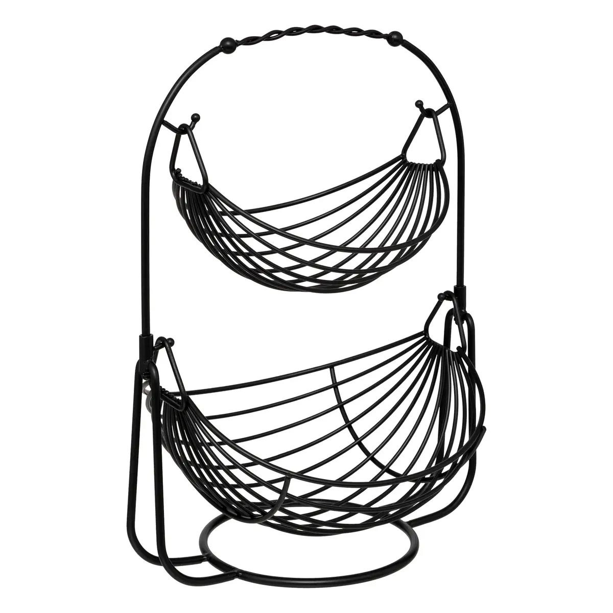Corbeille à fruits double hauteur anti-mûrissement rapide noir 46cm