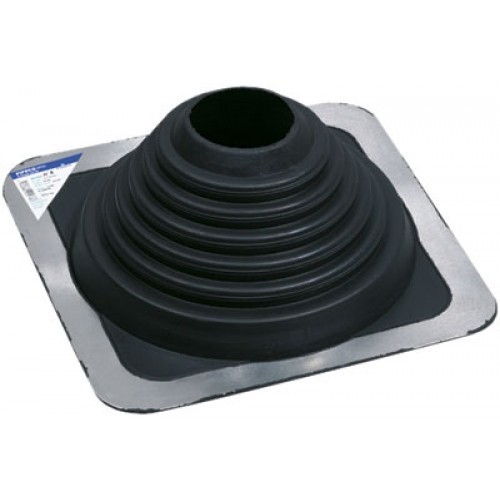 Pipeco noir TEN embase carrée solin de toit souple 80 à 153 mm