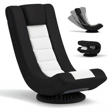 COSTWAY Folding Floor Chair 360° Swivel Gaming Chair with Adjustable Backrest