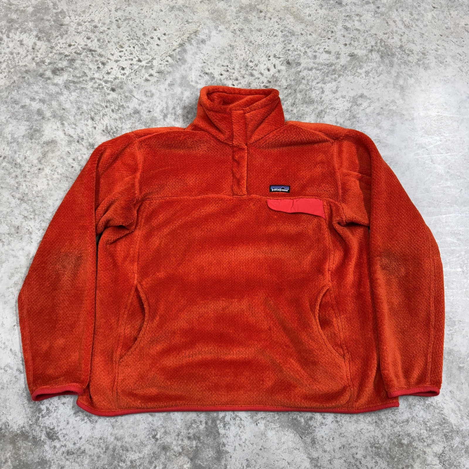 Patagonia Fleece Jacket Womens XL Orange Snap Pullover Pile Cozy Warm Outdoor