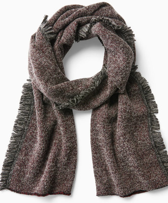 New Sferra Gavia Wool Blend Fringed Scarf Cinnabar/Black 15x78'' Italy