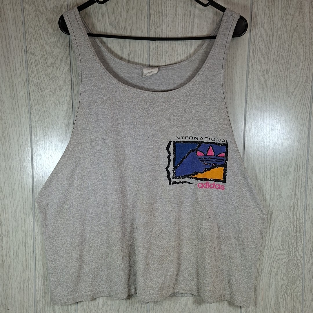 Vintage 90s Adidas Tank Top International Trefoil Single Stitch
