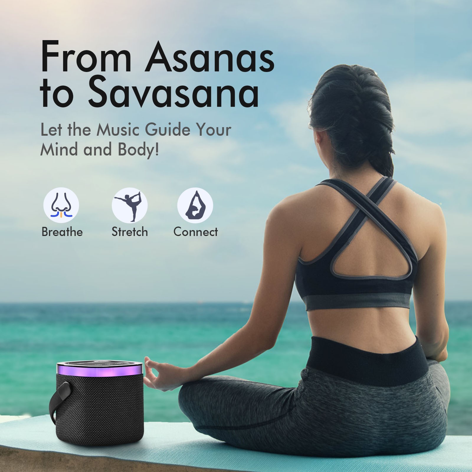 Portable Bluetooth Speaker RGB Lights IPX5 Waterproof 15H Playtime Outdoor