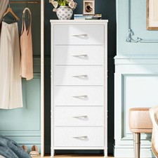 43.3 Inch Tall Dresser for Bedroom, 6 Drawer Dresser 43.3inch 6 Drawers White