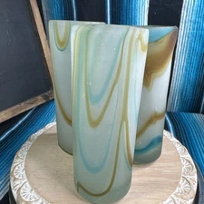 VTG Spiral Bubble 6.5" Art Glass Hand Blown Mate Bubble Glass Tumbler OOAK Rare!