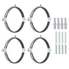 4 Pcs 8.5-8.9" Heavy Duty Adjustable Split Ring Pipe Hanger Silver/Black