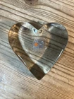 Vintage Blenko Clear Glass Heart Shaped Paperweight With Original Sticker