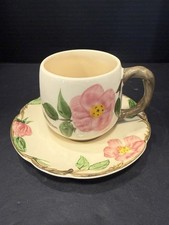 Desert Rose Small Mug and Saucer Fransican Earthenware Vintage Made In USA