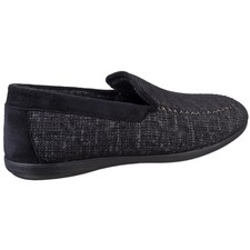 Image of Cotswold Stanley Loafer Slipper Black Subtle moccasin toe with contrast stitch