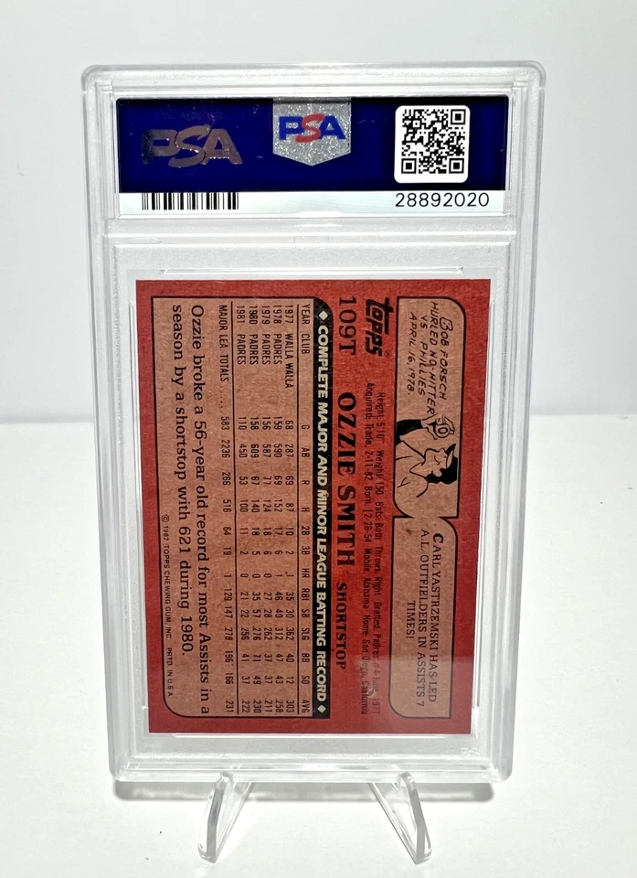 1982 Topps negociado Ozzie Smith #109T - Cardenales de San Luis, Salón de la fama Foto 2 de 2