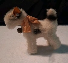 Vintage Steiff Foxy Wire Haired Terrier Mohair bell collar