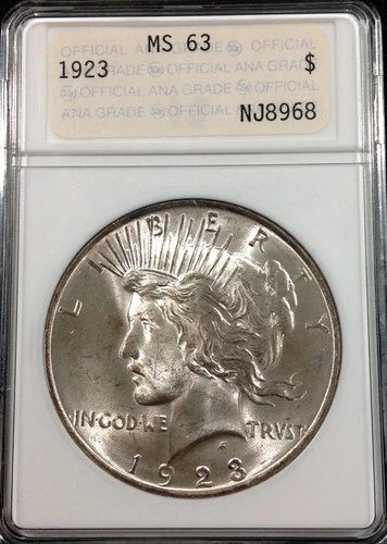 1923 Peace Silver Dollar MS 63 ~OLD ANA HOLDER~ Light Toning ANACS!