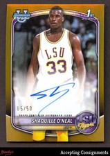 2025 Bowman Chrome Retrofractor Gold Refractor Shaquille O'Neal ON CARD AUTO /50