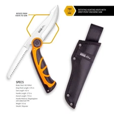 Outdoor Edge SwingHunter, Rotating Hunting Knife with Rotating Bone Saw - LAST 1