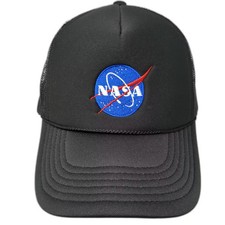 OTTO NASA Logo Black Trucker Hat One Size Mesh Snapback Adjustable Foam OSFM