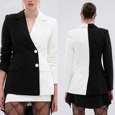 Modern Women Suit Double Breasted Jacket Notch Lapel Fashion Double Colors