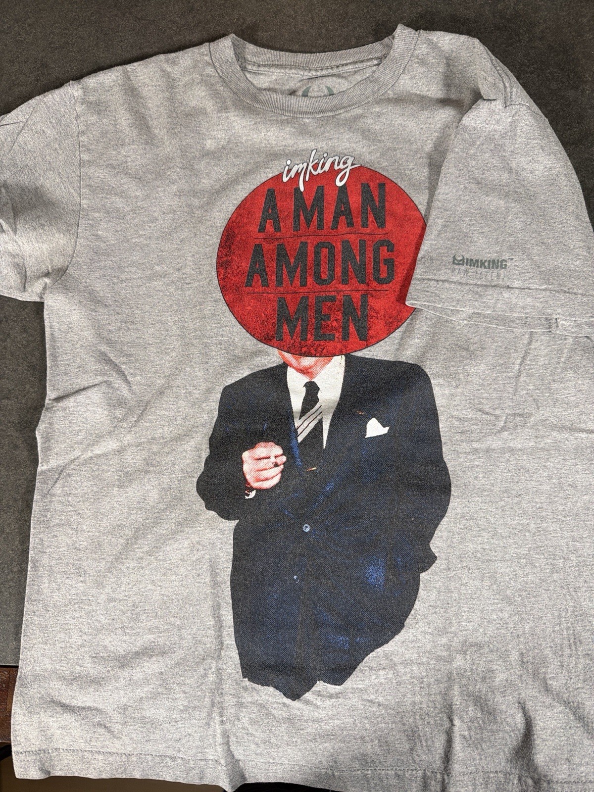 IMKING A Man Among Men Graphic T Shirt Mens Gray Streetwear Tee Size M
