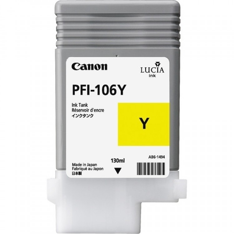 Cartouche Canon PFI-106Y jaune encre pigmentaire haute longévité 130 ml