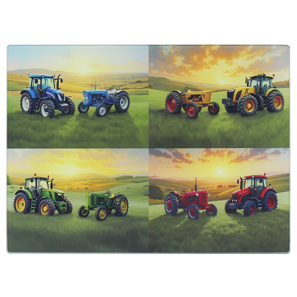 Glass Cutting Board Tractors Vehicles Worktop Saver Chopping Serving Board