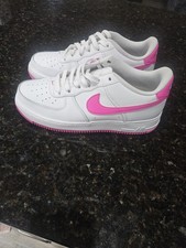 Nike Air Force 1 Low Top Unisex Kids Leather Lace-Up Sneakers White/Pink