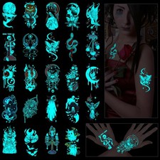 Konsait 24 Sheets Glow in the Dark Tattoos, Halloween Temporary Tattoos Adult Wo