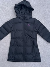 Image of Trespass Girls Tiffy Waterproof Long Padded Hooded Coat Black Jacket 3-4 RRP:£67