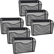 6 Pack Wall File Organizer, Mesh Wall File Pocket Mail Organizer Hanging Metal V
