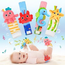 Baby Rattle Socks Set, Baby Toys 0-6 Months Infant Sensory Rattle Toy, Newborn