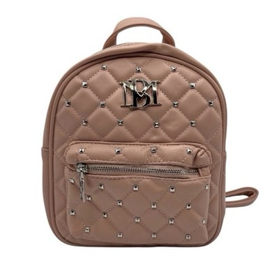 Badgley Mischka Pink Quilted Studded Small Backpack Zip w/ Detachable Strap