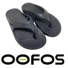 New OOFOS OOriginal Recovery Thong Sandals Black Comfort Flip Flops Sz 38 NWOB