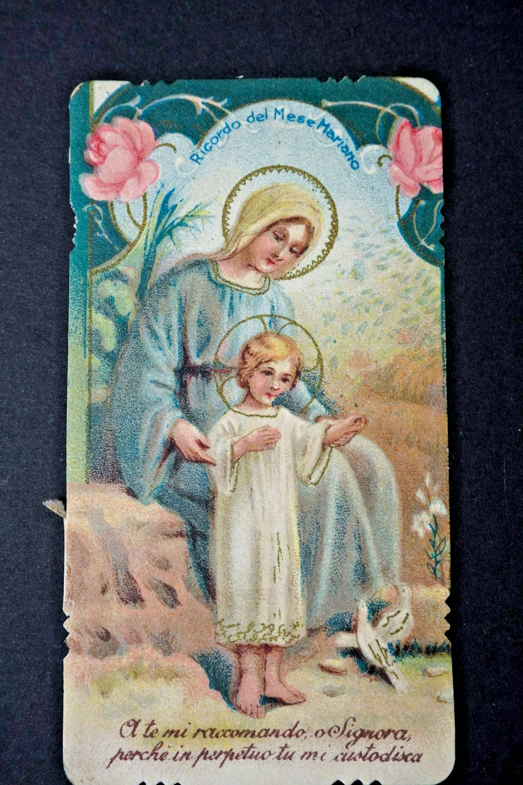 Ricordo del mese Mariano-  Santino inizio '900  10,5x5,6 cm