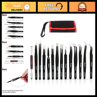 13 PCS Precision Tweezers Set - Anti-Static ESD Non-Magnetic Stainless Steel Kit